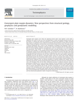 Convergent Plate Margin Dynamics: New Perspectives from Structural Geology, Geophysics and Geodynamic Modelling