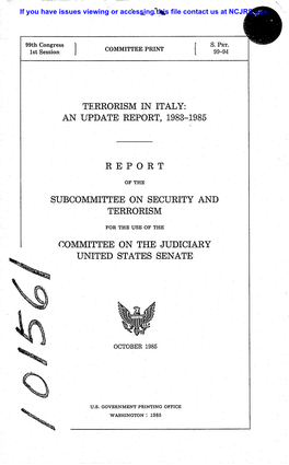 Terrorism in Italy: an Update Report, 1983-1985 Report