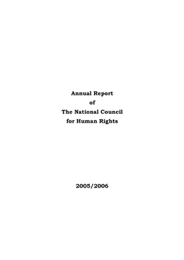 Annual Report of the National Council for Human Rights 2005/2006