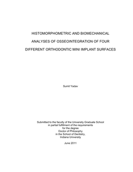 Histomorphometric and Biomechanical Analyses of Osseointegration of Four