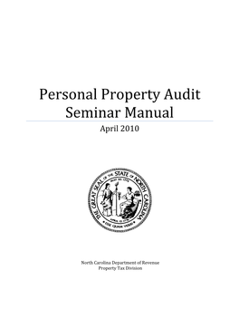 Personal Property Audit Seminar Manual April 2010