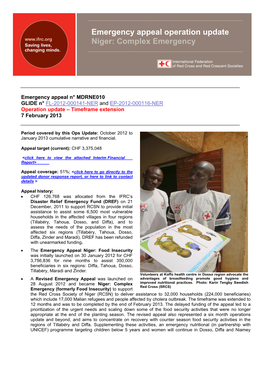 Emergency Appeal Operation Update Niger: Complex Emergency