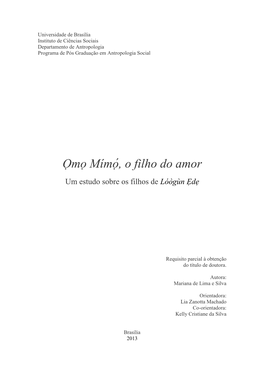 Ọmọ Mímọ , O Filho Do Amor Um Estudo Sobre Os Filhos De Lóògùn Ẹdẹ