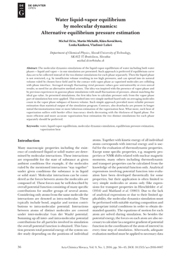 Water Liquid-Vapor Equilibrium by Molecular Dynamics: Alternative Equilibrium Pressure Estimation