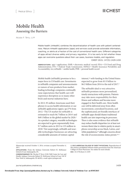 Mobile Health Assessing the Barriers