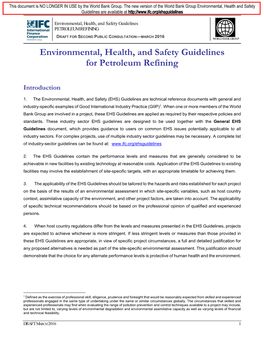 Environmental, Health, and Safety Guidelines for Petroleum Refining