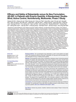 Efficacy and Safety of Rebamipide Versus Its New Formulation, AD-203