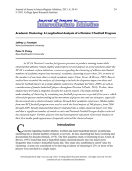 Academic Clustering: a Longitudinal Analysis of a Division I Football Program ______