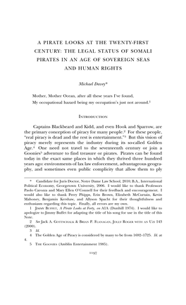 A Pirate Looks at the Twenty-First Century: the Legal Status of Somali Pirates in an Age of Sovereign Seas and Human Rights