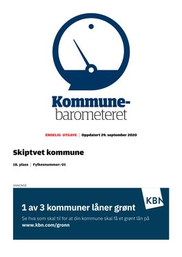 1 Av 3 Kommuner Låner Grønt Se Hva Som Skal Til for at Din Kommune Skal Få Et Grønt Lån På Kommunebarometeret, Skiptvet Kommune Oppdatert 29