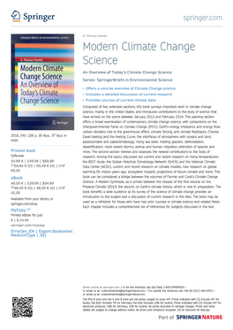 Modern Climate Change Science an Overview of Today’S Climate Change Science Series: Springerbriefs in Environmental Science