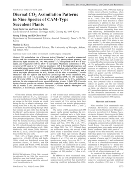 Diurnal CO2 Assimilation Patterns in Nine Species of CAM-Type Succulent Plants