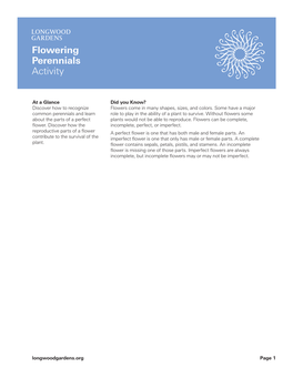 Flowering Perennials Activity