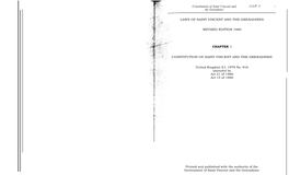 Constitution of Saint Vincent and [ CAP. 2 1 the Grenadines LAWS of SAINT VINCENT and the GRENADINES REVISED EDITION 1990 CHAPTE