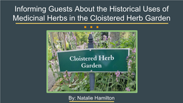 Informing Guests About the Historical Uses of Medicinal Herbs in the Cloistered Herb Garden ···