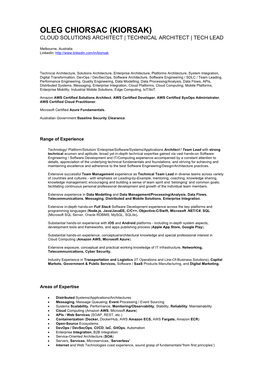 Oleg Chiorsac (Kiorsak) Cloud Solutions Architect | Technical Architect | Tech Lead