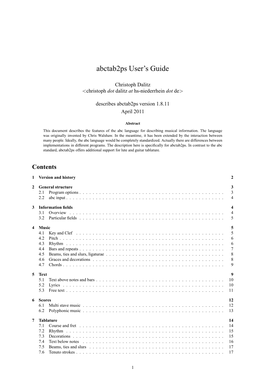 Abctab2ps User's Guide