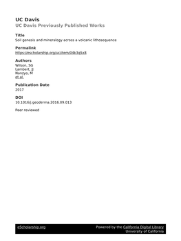 Soil Genesis and Mineralogy Across a Volcanic Lithosequence