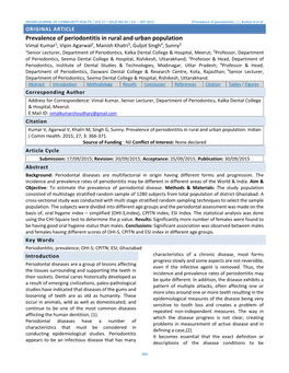 Prevalence of Periodontitis in Rural and Urban Population