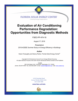 Evaluation of Air Conditioning Performance Degradation: Opportunities from Diagnostic Methods
