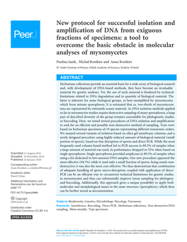 New Protocol for Successful Isolation and Amplification of DNA from Exiguous Fractions of Specimens