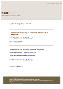 ESID Working Paper No. 43 the Political Economy of Inclusive