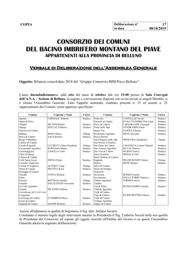 COPIA Deliberazione N. 17 Approvazione Bilancio Consolidato