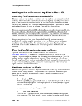 Working with Certificate and Key Files in Matrixssl