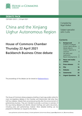 China and the Xinjiang Uighur Autonomous Region 3