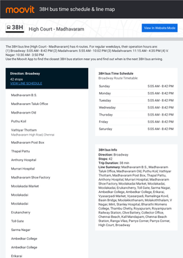 38H Bus Time Schedule & Line Route