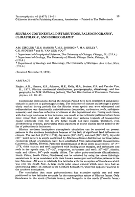 Silurian Continental Distributions, Paleogeography, Climatology, and Biogeography