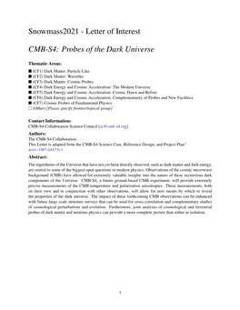 Letter of Interest CMB-S4: Probes of the Dark Universe