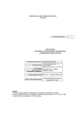 Protokół Kontroli Gospodarki Finansowej I Zamówie Ń Publicznych