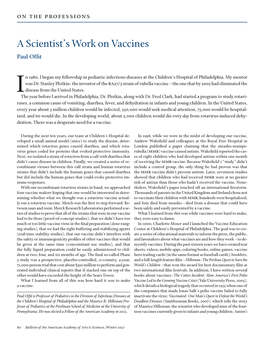 A Scientist's Work on Vaccines