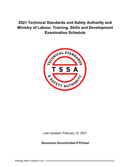 2021 Technical Standards and Safety Authority and Ministry of Labour, Training, Skills and Development