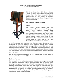 Kodak 10A Century Studio Camera and 1A Semi-Centennial Stand