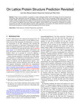 On Lattice Protein Structure Prediction Revisited Ivan Dotu Manuel Cebrian´ Pascal Van Hentenryck Peter Clote