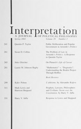 Interpretation: a Journal of Political Philosophy