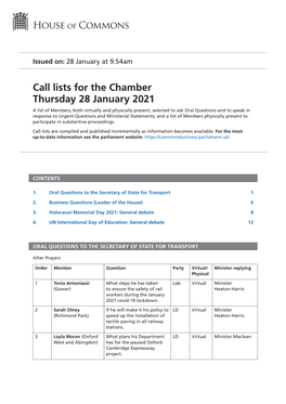 View Call Lists: Chamber PDF File 0.07 MB