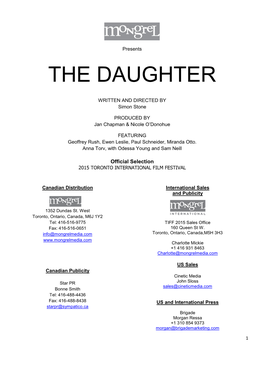 The Daughter Press Kit Mongrel 27-7-15