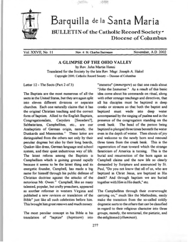 Barquilla De Ia Santa Maria BULLETIN of the Catholic Record Society­ Diocese of Columbus