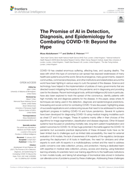 The Promise of AI in Detection, Diagnosis, and Epidemiology for Combating COVID-19: Beyond the Hype