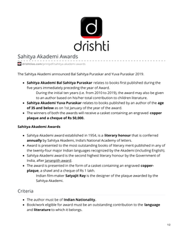 Sahitya Akademi Awards