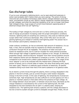 Gas Discharge Tubes If You've Ever Witnessed a Lightning Storm, You've Seen Electrical Hysteresis in Action (And Probably Didn't Realize What You Were Seeing)