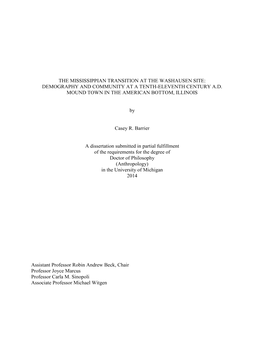 The Mississippian Transition at the Washausen Site: Demography and Community at a Tenth-Eleventh Century A.D. Mound Town in the American Bottom, Illinois