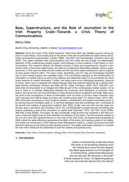 Base, Superstructure, and the Role of Journalism in the Irish Property Crash—Towards a Crisis Theory of Communications