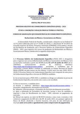 Edital Prg Nº 019/2021 Processo Seletivo De