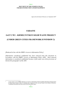 Grcf2 W2 Khmelnytskyi Solid Waste Project Board Report