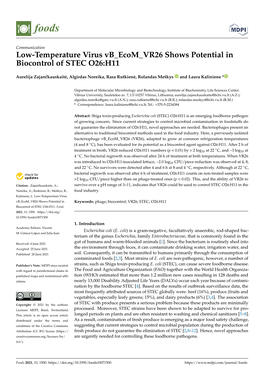 Low-Temperature Virus Vb Ecom VR26 Shows Potential in Biocontrol of STEC O26:H11