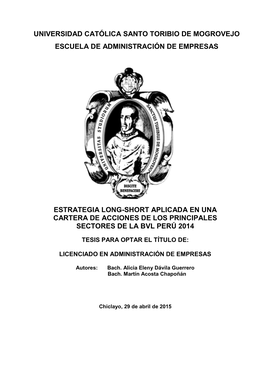 Estrategia Long-Short Aplicada En Una Cartera De Acciones De Los Principales Sectores De La Bvl Perú 2014